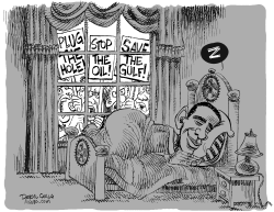 OBAMA OIL SLEEP by Daryl Cagle