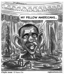 OBAMA IN THE OILY OFFICE by Taylor Jones