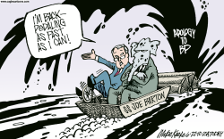 BARTON BACKPEDALS by Mike Keefe