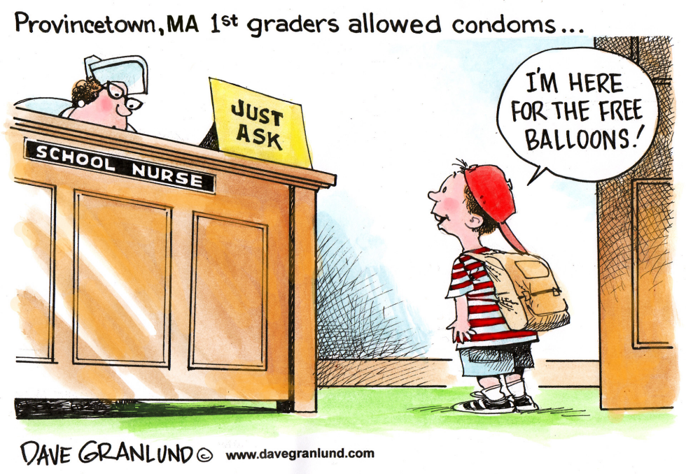  ELEMENTARY SCHOOL AND CONDOMS by Dave Granlund