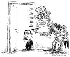 OBAMA SE ENCOGE by Daryl Cagle