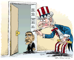 OBAMA SE ENCOGE  by Daryl Cagle