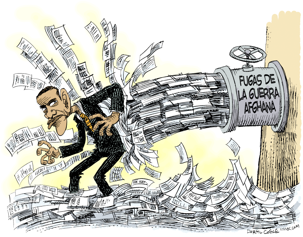  FUGAS DE LA GUERRA AFGHANA Y OBAMA  by Daryl Cagle