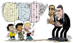 ARNE DUNCAN AND OBAMA LOVE SCHOOL TESTING by Daryl Cagle