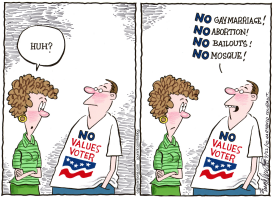 VALUES VOTER  by Bob Englehart