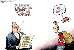 LARRY SUMMERS LEAVING by Nate Beeler