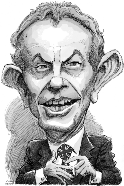 CARICATURE TONY BLAIR - BLACK AND WHITE by Adam Zyglis