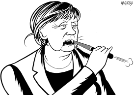 MERKEL SHARPENING HERSELF by Rainer Hachfeld