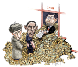 OBAMA AND PUTIN IN CHINA BANK CASH QUEUE by Riber Hansson