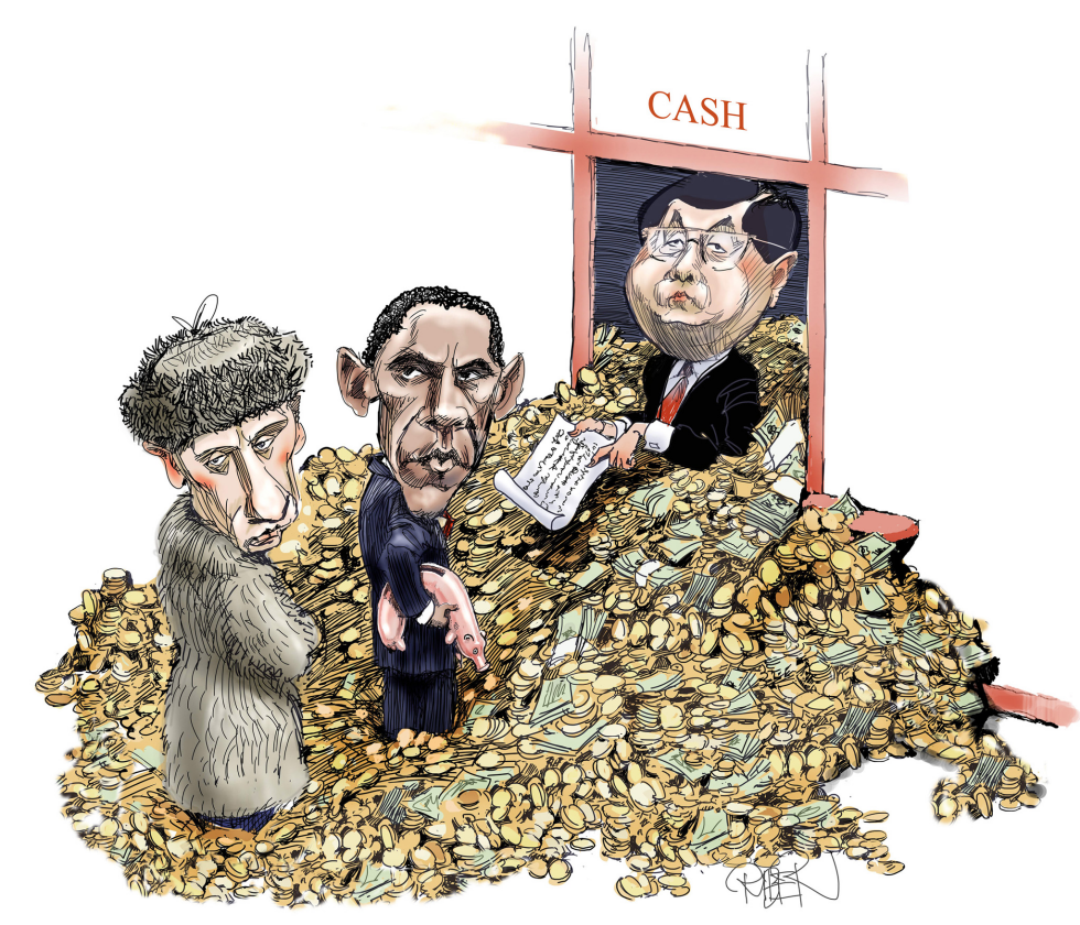  OBAMA AND PUTIN IN CHINA BANK CASH QUEUE by Riber Hansson