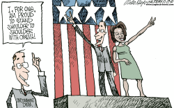 CAMPAIGNING WITH OBAMA by Mike Keefe