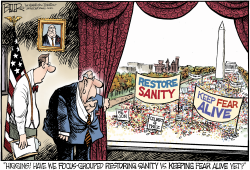 STEWART AND COLBERT RALLY by Nate Beeler