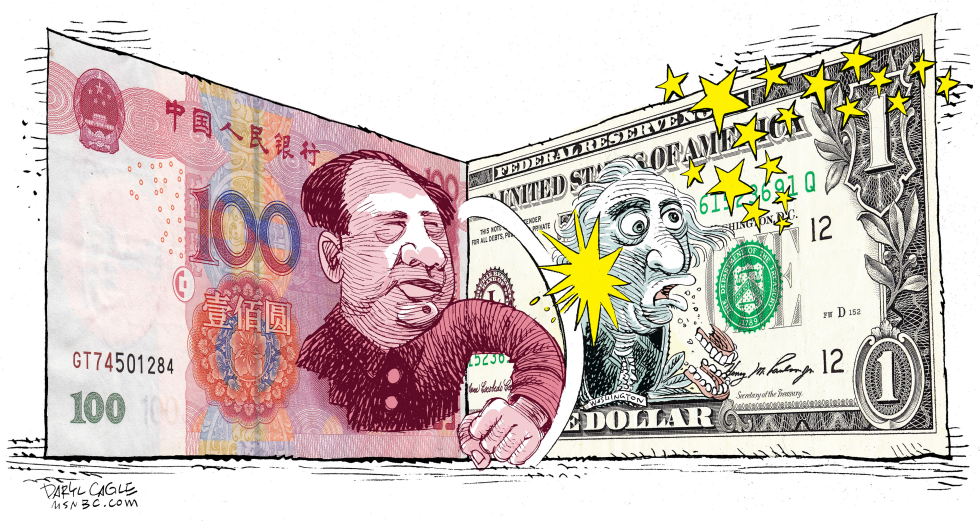  DOLLAR VS CHINA  by Daryl Cagle