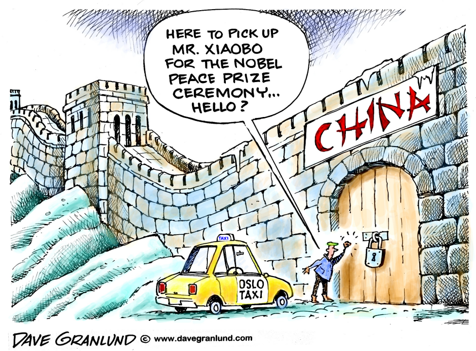  NOBEL PEACE PRIZE WINNER XIAOBO by Dave Granlund