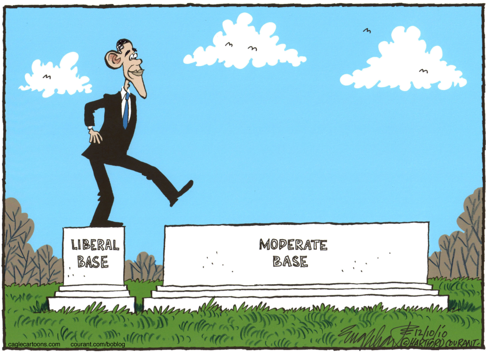  OBAMA STEPS TO THE MIDDLE by Bob Englehart