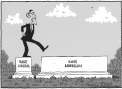 OBAMA AVANZA HACIA LA MITAD by Bob Englehart