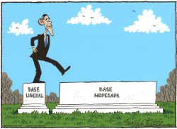 OBAMA AVANZA HACIA LA MITAD  by Bob Englehart