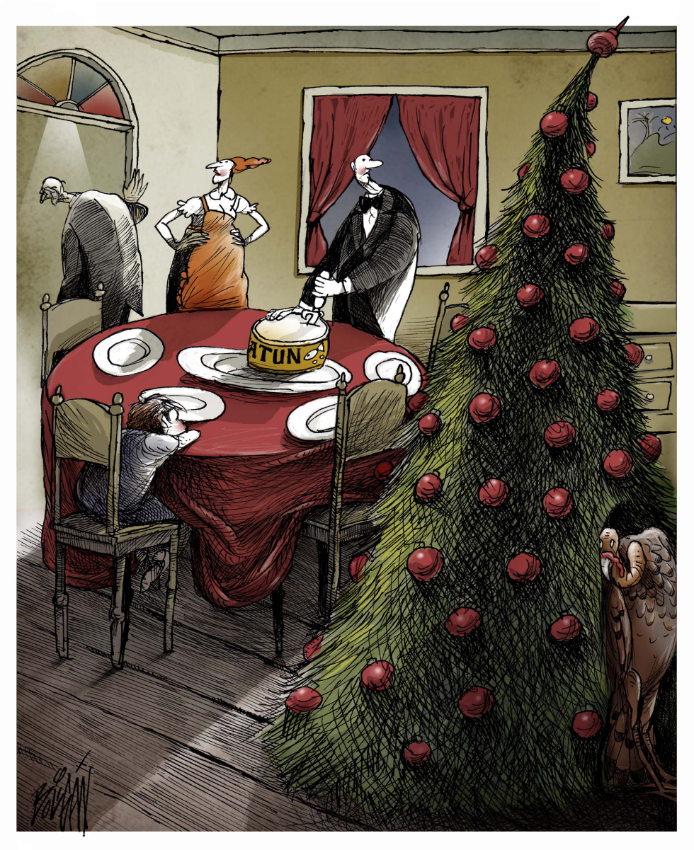  CHRISTMAS TURKEY HIDES OUT  by Angel Boligan