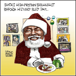 SANTA PREPARES by Aislin