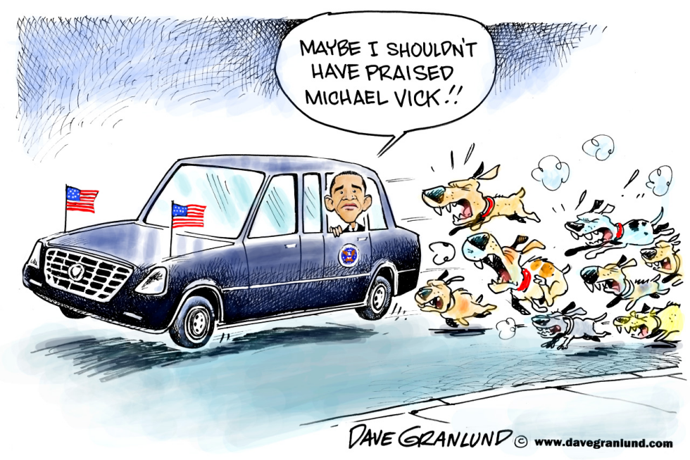  OBAMA AND MICHAEL VICK REMARKS by Dave Granlund