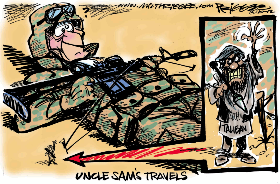  UNCLE SAM TRAVELS  by Milt Priggee