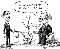 OBAMA POLICY FRUIT TREE by Adam Zyglis