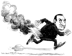 EGYPT PRESIDENT MUBARAK FEELS THE HEAT by Daryl Cagle