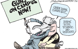 GUNS ON CAMPUS by Mike Keefe