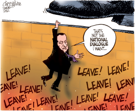 MUBARAK HANGING ON by Patrick Corrigan