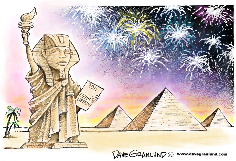  EGYPT CELEBRATES FREEDOM by Dave Granlund