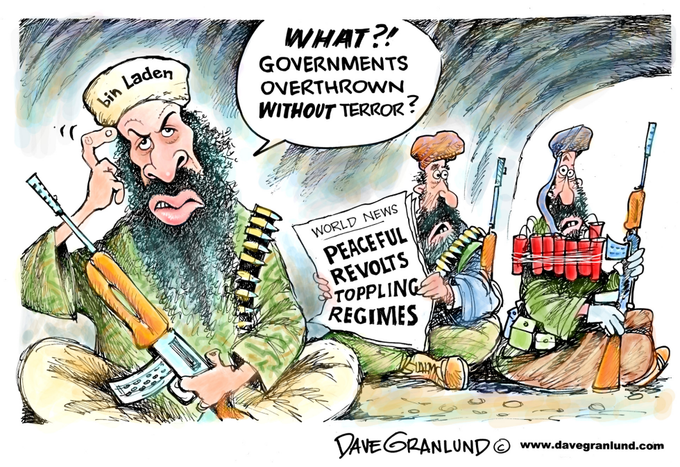  BIN LADEN VS PEACEFUL REVOLTS by Dave Granlund