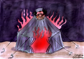 MOAMMAR GADHAFI TENT ON FIRE -  by Christo Komarnitski