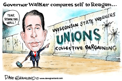 GOV WALKER, REAGAN WANNABE by Dave Granlund