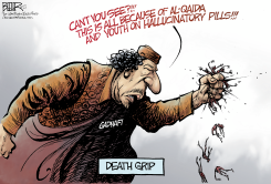 GRIP OF GADHAFI by Nate Beeler