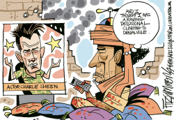 SHEEN AND KHADAFI  by David Fitzsimmons