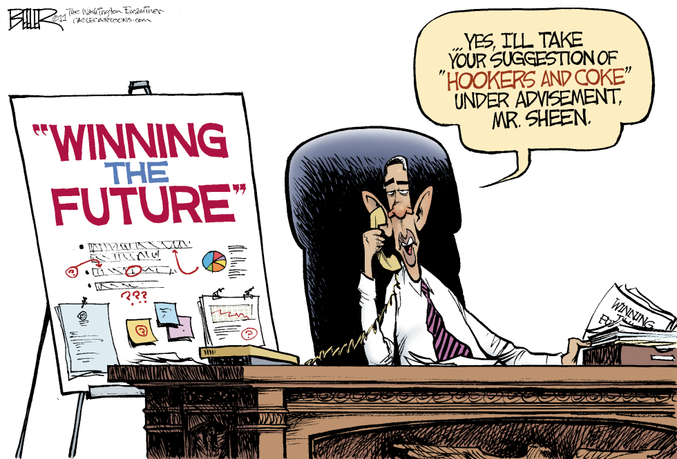  OBAMA AND SHEEN WINNING by Nate Beeler