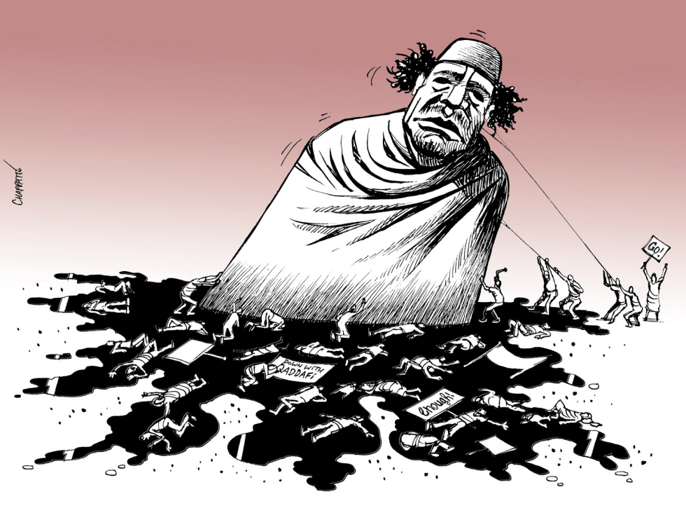  QADDAFI BLOODY EXIT by Patrick Chappatte