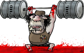 KHADAFI SHOWS HIS STRENGTH  by Kap