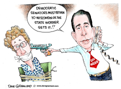 GOV WALKER AND STATE WORKER LAYOFFS by Dave Granlund