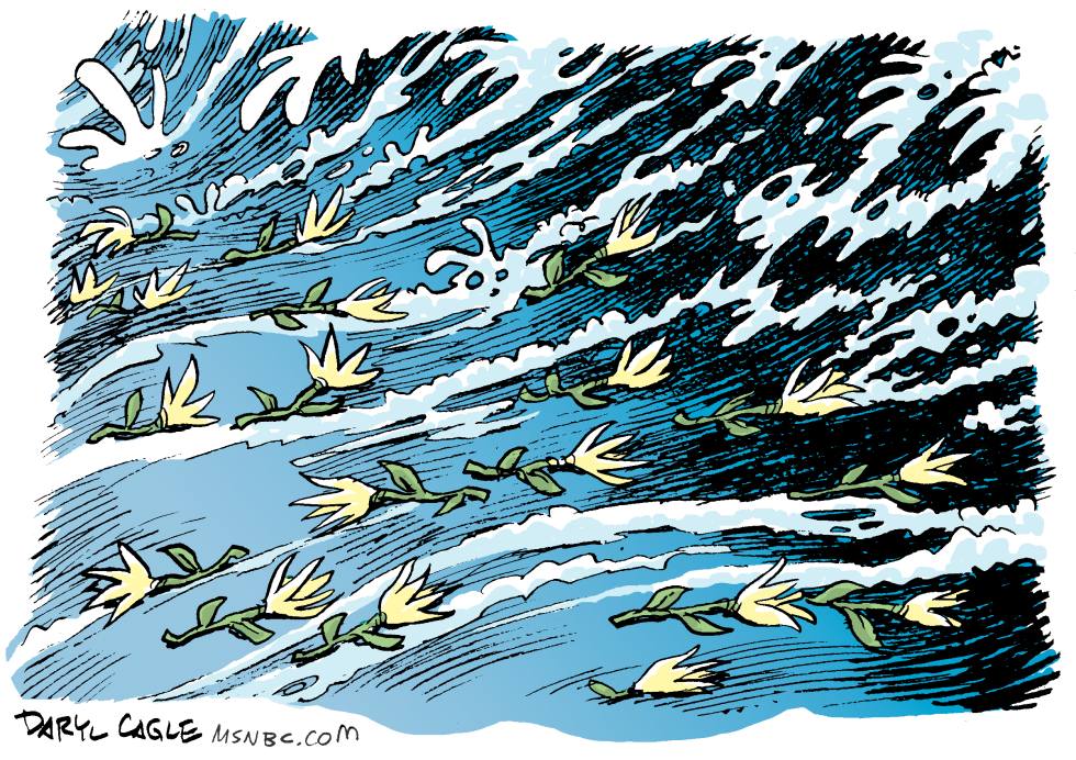  TSUNAMI FLOWERS  by Daryl Cagle