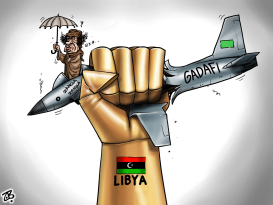 GADAFI CRUSHED JET by Emad Hajjaj