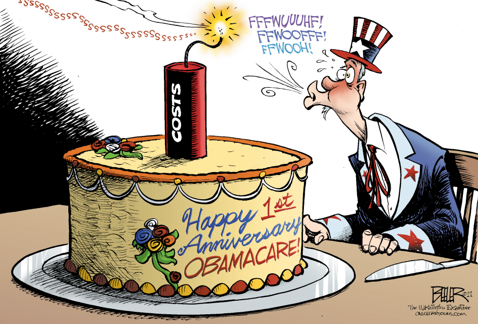  OBAMACARE ANNIVERSARY by Nate Beeler