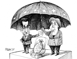 SARKOSY AND MERKEL PROTECT THE EURO by Petar Pismestrovic