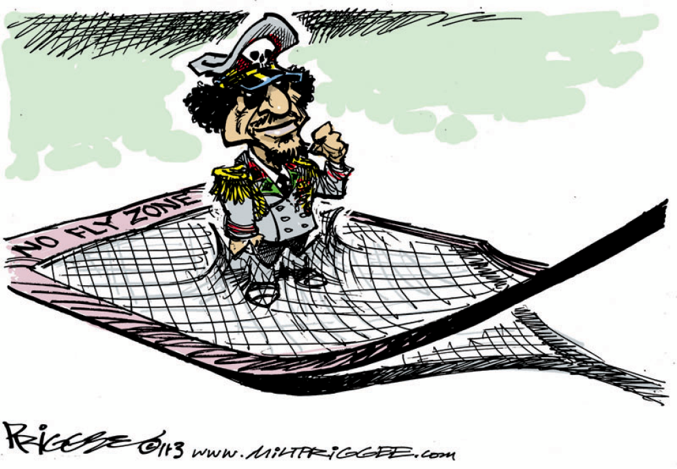  KHADAFI NO FLY SWAT  by Milt Priggee