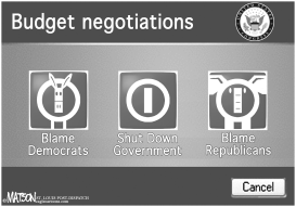 GOVERNMENT SHUT DOWN BUTTONS by RJ Matson