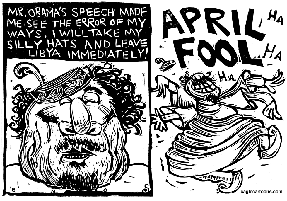  GADDAFI STEPS DOWN APRIL FOOL by Randall Enos