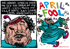 GADDAFI STEPS DOWN APRIL FOOL  by Randall Enos