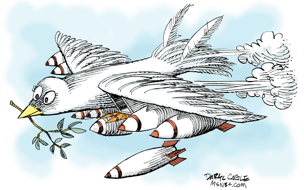  BOMBARDEANDO POR LA PAZ  by Daryl Cagle