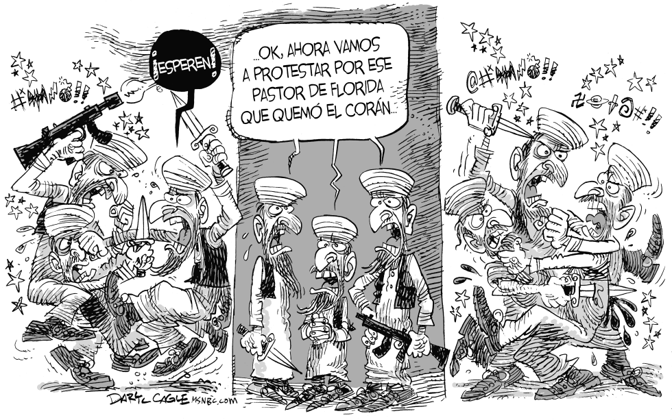  PROTESTAS POR QUEMA DEL CORAN by Daryl Cagle