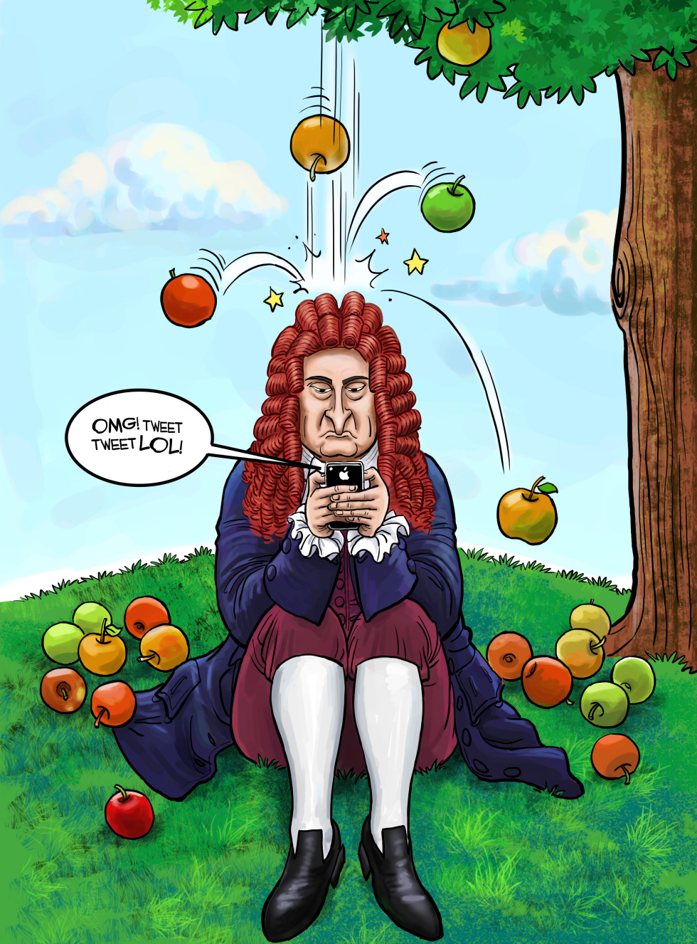  ISAAC NEWTON ON TWITTER AND FACEBOOK by Luojie